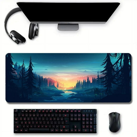 Genki Forest Desk Mat Desk Pad Large Gaming Mouse Pad E-Sports Office Keyboard Pad Computer Mouse Non-Slip Computer Mat Gift For Boyfriend/Girlfriend