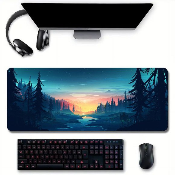 Genki Forest Tapis de Bureau Tapis de Bureau Grand Tapis de Souris de Jeu E-Sports Tapis de Clavier de Bureau Souris d'Ordinateur Tapis d'Ordinateur Antidérapant Cadeau pour Petit Ami/amie