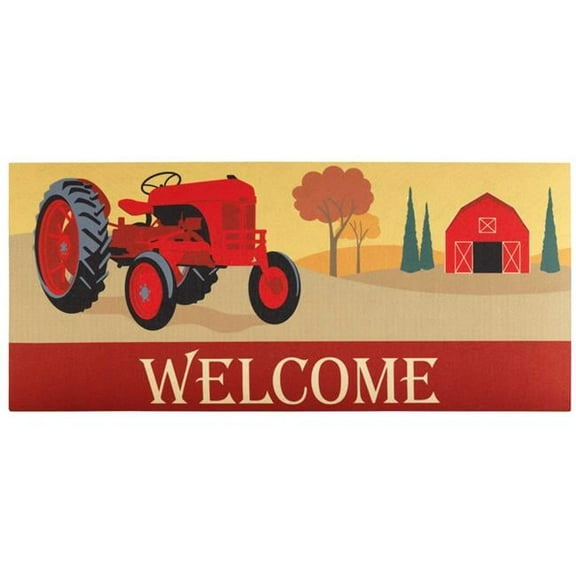 Magnolia Gardens DM011636 9.75 x 21.875 in. Welcome Red Tractor Insert Doormat