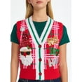 thumbnail image 4 of No Boundaries V-Neck Button Front Christmas Vest, Women’s, 4 of 5