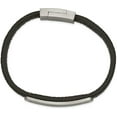 thumbnail image 2 of Avariah Chisel Stainless Steel Brushed Black Leather ID Bracelet - 8.25", 2 of 6