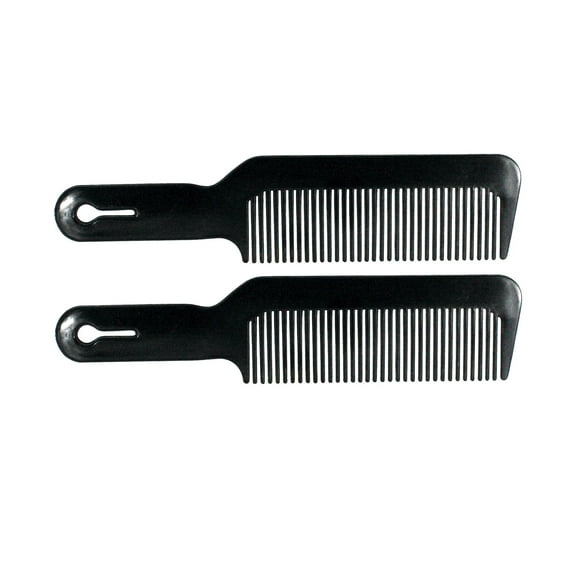 Amelia Beauty, 8.75in Black Plastic Flattop Butch Comb, Made in USA, Professional Grade Hair Comb, For Clipper Cuts and Flattops, Wet or Dry, Everyday Styling Cutting Hair Styling Tool, 2 Pack