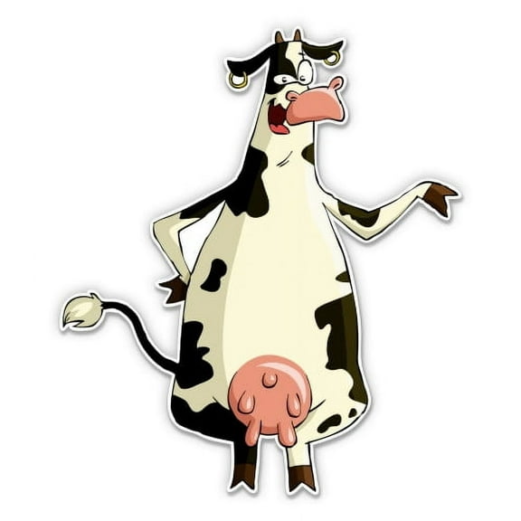 Hipster Funny Cow - 3" Vinyl Sticker - For Car Laptop I-Pad Phone Helmet Hard Hat - Waterproof Decal
