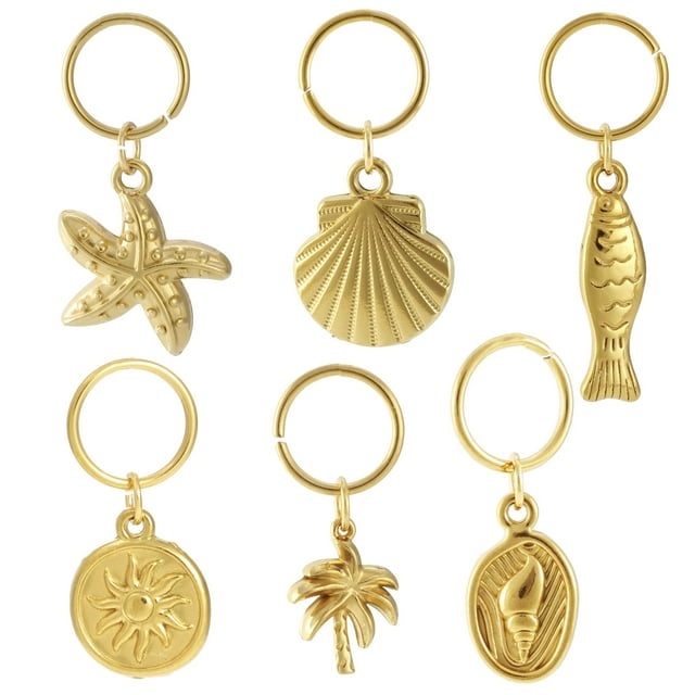 Bikini Charm DOUBI de acero inoxidable dorado, 6 unidades, impermeable