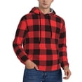 thumbnail image 2 of Fotbe Men's Hoodie with Buffalo Plaid Red Black Pattern - Kangaroo Pocket Pullover Hooded Sweatshirt, Perfect for Daily Wear, Travel, and Home-Medium, 2 of 7