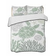 thumbnail image 2 of Quilts Twin XL Size, Sage Green Coastal Turtle Soft Comforter Bedding Set for Bed, Ocean Coral Nautical Lightweight Quilted Bedspread with Pillow Cover(2 Pieces) for All Season, 68x98 Inch, 2 of 6