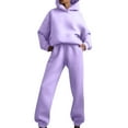 thumbnail image 2 of Womens Sweatsuits 2 Piece Set Fashion Clothing Winter Oversized Long Sleeve Hoodie Sweatpants Fall Tracksuits Purple M, 2 of 7