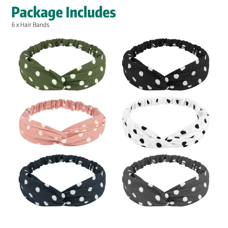 6PCS Sports Headbands Elastic Breathable Athletic Hair Bands Twisted Hair  Wraps 
