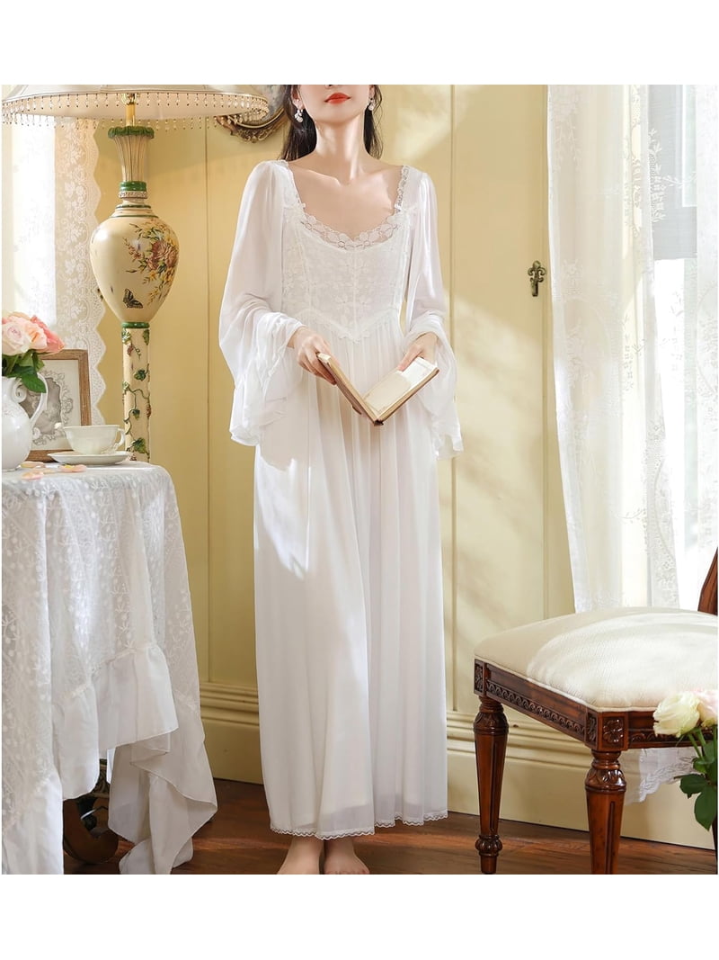chinese dress ladies Mesh see-through trumpet sleeve long nightgown main image 0
