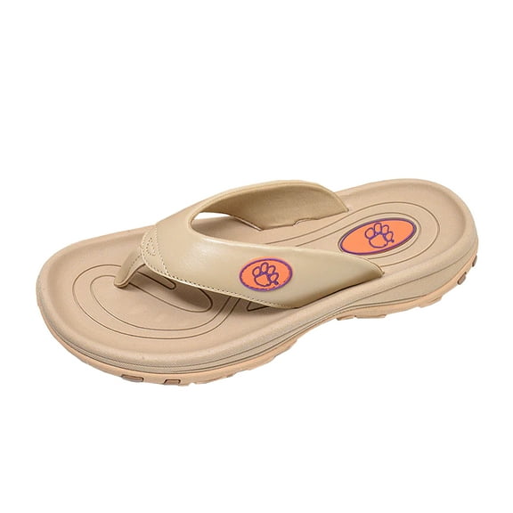 ZORIZ Collegiate Series Golf Sandals for Women and Men, Thong Flip Flops With Removable Spikes, Golf Footwear With Deeper Heel Cup and Higher Sidewalls, Tan, Clemson, Men’s 9/Women’s 11