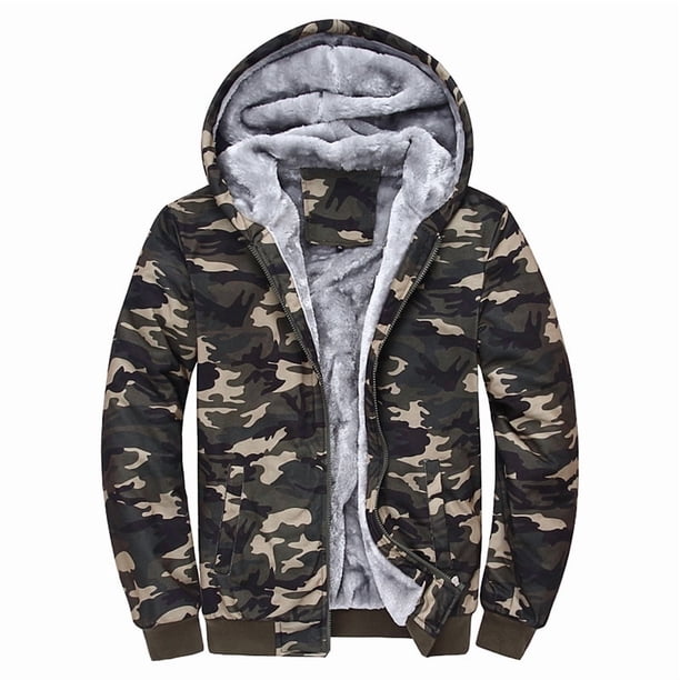 Chaqueta con capucha ligera y camuflaje de forro polar con cremallera para hombre y mujer.