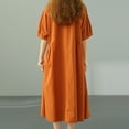 thumbnail image 5 of Efsteb Summer Dresses for Women V-Neck Cotton Linen Loose Dress with Pocket Short Sleeve Classic Solid Color Fashion Sundresses Loose Casual Comfy Spring Dress (Orange,XL), 5 of 9