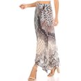 thumbnail image 3 of Sakkas Amaia Women's Maxi Floral Print Boho Summer Casual Long Wrap Skirt Cover-up - AW372-White - One Size, 3 of 5