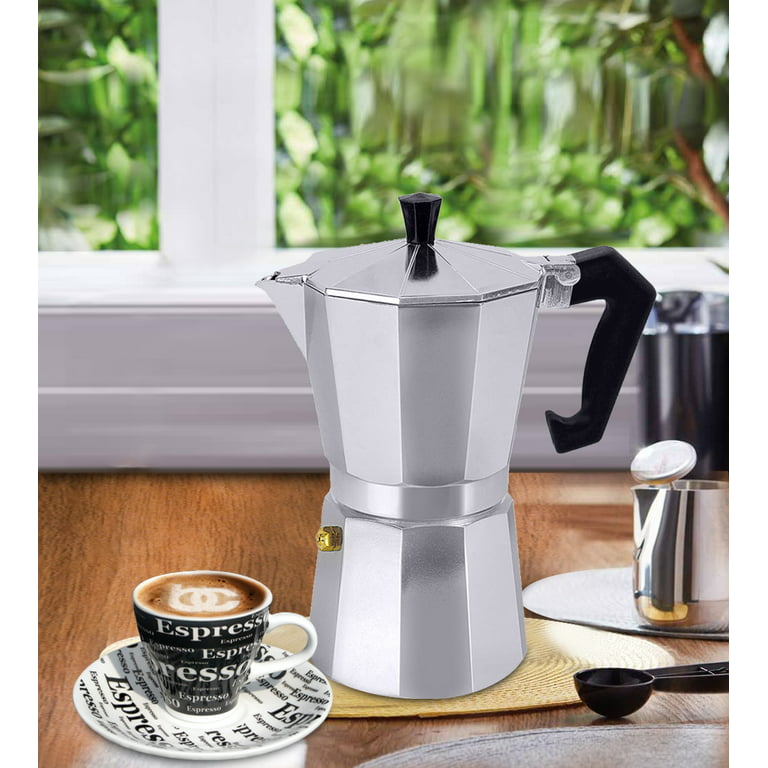 Bene Casa 1 cup aluminum espresso maker, stove top espresso maker, single  shot, dishwasher safe espresso maker with side pour spout 