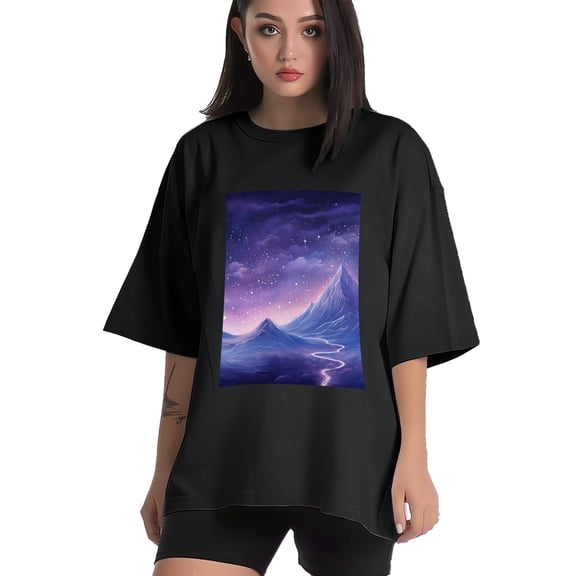 Plus Size Shirt for Women Black Tops for Women Short Sleeves Shirt for Women Mountain T Shirt Crewneck Shirt for Women XS