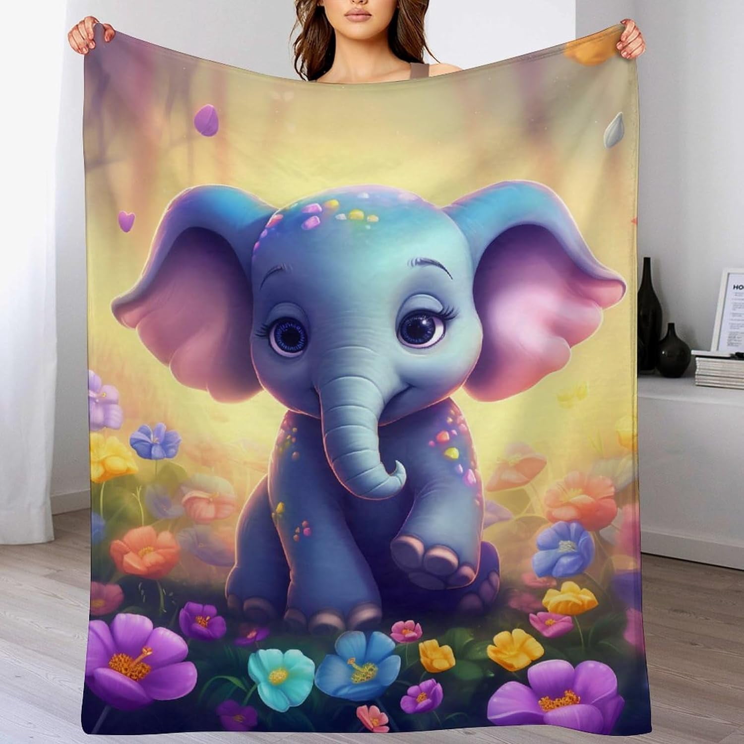 Elephant Blanket Elephant Gifts for Girls Cute Little Elephant Throw Blanket for Kids Adults Soft Warm Cozy Fleece Blanket for Couch Sofa \u200bBed 50"x60"