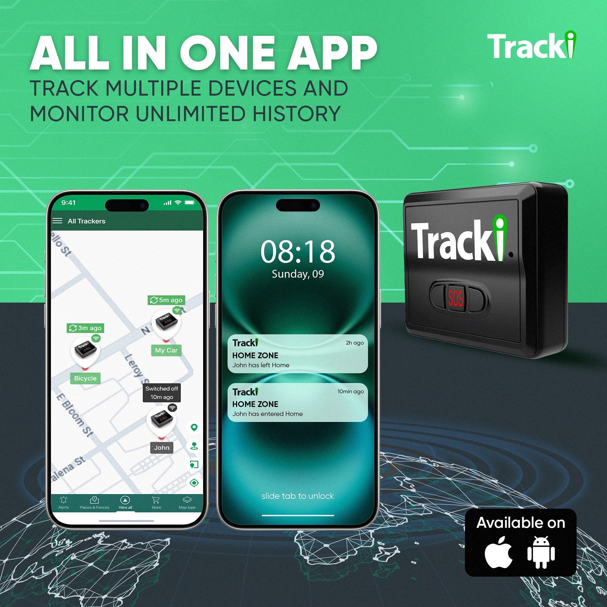 Tracki 4G LTE GPS Tracker for Vehicles, Real-Time Magnetic Mount