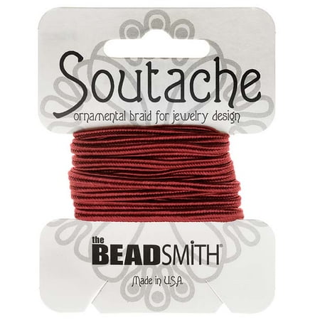 Soutache Cord - BeadSmith Soutache Braided Cord 3mm Wide - Rose Pink (3 Yard Card)
