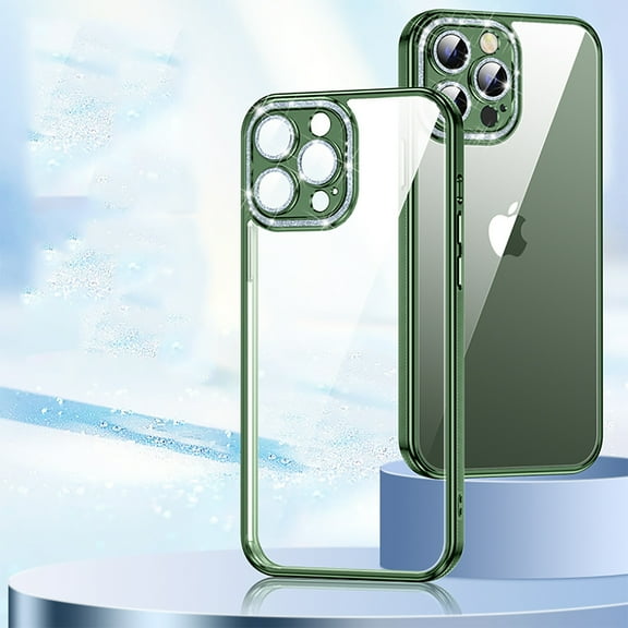 Allytech Compatible for iPhone 12 Pro Max 6.7 inch Clear Case,Luxury Shockproof Soft TPU Slim Crystal Sparkle Camera Protection Cover.For iPhone 12 Pro Max,Darkgreen