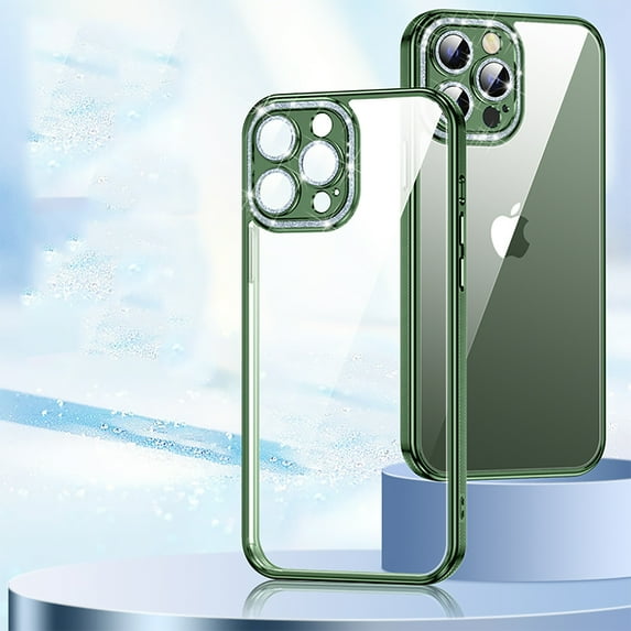Allytech Compatible for iPhone 12 Pro Max 6.7 inch Clear Case,Luxury Shockproof Soft TPU Slim Crystal Sparkle Camera Protection Cover.For iPhone 12 Pro Max,Darkgreen