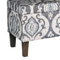 thumbnail image 4 of Benzara Leatherette Upholstered Wooden Bench with Button Tufted Lift Top Storage, Brown-Color:Blue and Gray,Material:Patterned Fabric, 4 of 5
