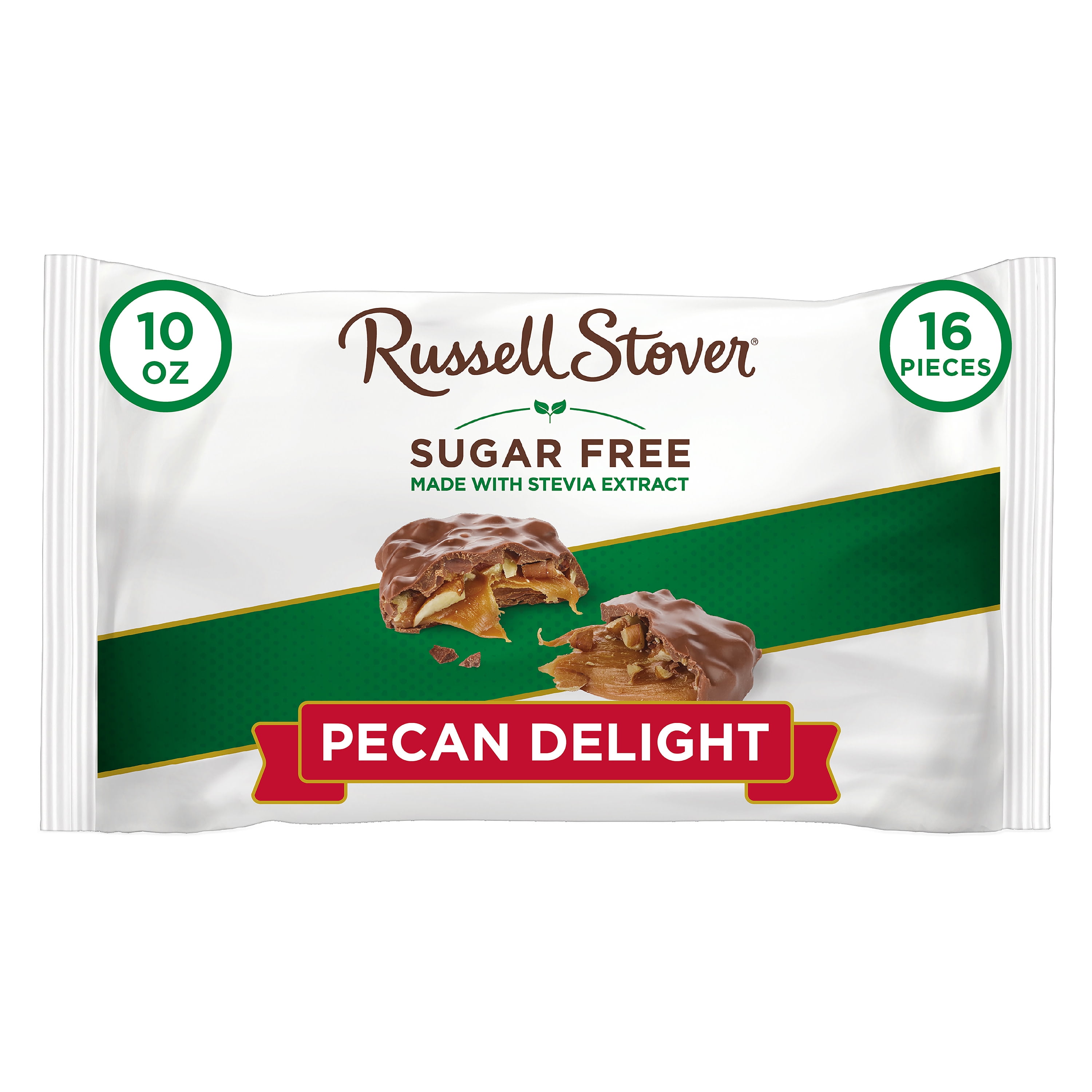 Russell Stover Sugar Free Pecan Delights Chocolate Candy with Stevia, 10 oz. Bag