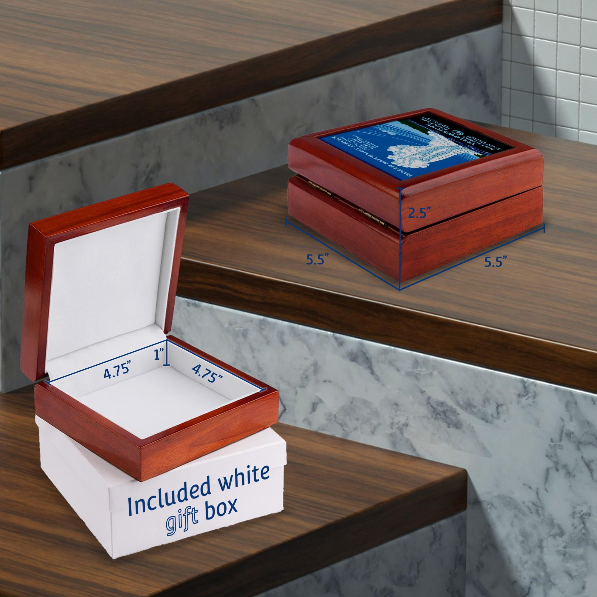 3dRose, Ranger Naturalist Service Yellowstone l Park, US Dept of Interior, Jewelry Box 5.5x5.5 inch with 4 inch tile