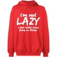 thumbnail image 2 of OXI Hoodie Sweatshirt - I Am Not Lazy, Basic Casual Hoodie for Men's and Women Fleece Hoodie Long Sleeve - Red 3X-Large, 2 of 3