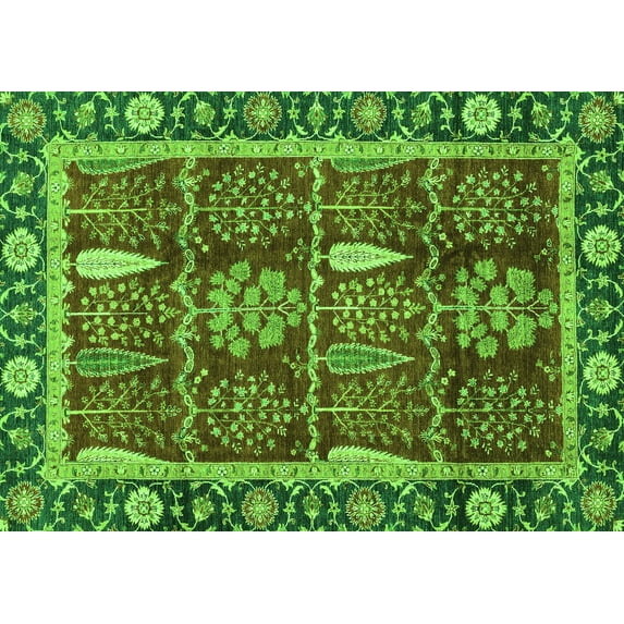 Ahgly Company Indoor Rectangle Oriental Green Traditional Area Rugs, 2' x 3'