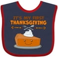 thumbnail image 3 of Inktastic It's My 1st Thanksgiving with Cute Smiling Pumpkin Pie Boys or Girls Baby Bib, 3 of 4