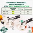 thumbnail image 5 of Inner Lid Stainless Steel Pressure Cooker 5 Liters With Tri-ply Sandwich Bottom - ISI Certified, 5 Year Warranty, 5 of 5