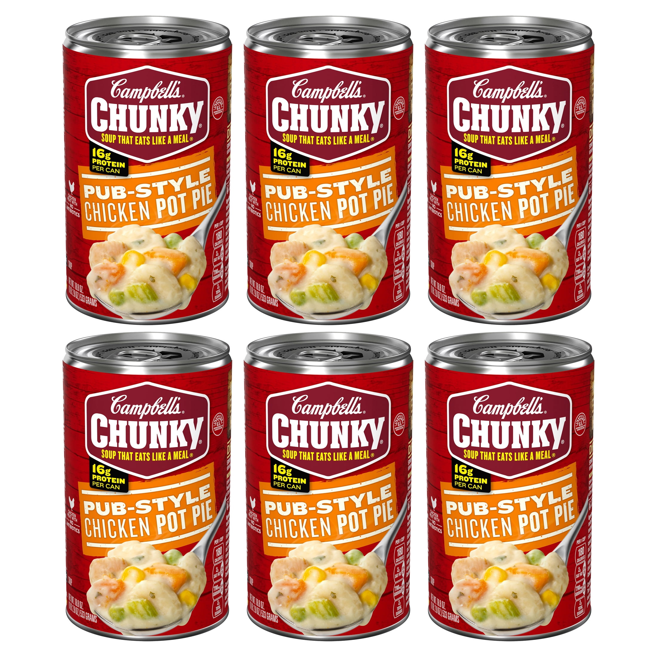 (6 pack) Campbell's Chunky Soup, PubStyle Chicken Pot Pie Soup, 18.8