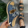 thumbnail image 6 of Slippers for Women,Trendy Slippers For Casual Wear Stylish Open Toe Design With Wedge Heel For Summer Activities Perfectly Paired,Womens Slippers,Navy,8.5, 6 of 9