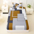 thumbnail image 3 of Homewish Patchwork Geometric Square Twin Sheets,Aesthetic Artwork Bedding,Yellow Gray,3 Pieces,1 Fitted Sheet and 1 Pillowcase, 3 of 6