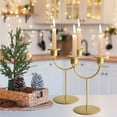 thumbnail image 6 of HomeDM Christmas Candelabra 2 Arm Candle Holders Xmas Candlestick Holder for Wedding Party Table Centerpiece Decor Metal Candle Holders Holiday Fireplace Dining Room Decoration Gold, 6 of 8