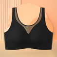 thumbnail image 6 of Gymayou Women Thin Breathable Seamless Wireless Bra V Mesh Beauty Back Fixed Molded Cup Vest Style Lingerie Sleep Bras Black XL, 6 of 9