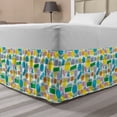 thumbnail image 1 of 1990s Bed Skirt, Retro Art Movement Themed Shapes Hexagon Octagon and Rectangles with Dot Stripes, Elastic Bedskirt Dust Ruffle Wrap Around for Bedding Decor, 4 Sizes, Multicolor, by Ambesonne, 1 of 2