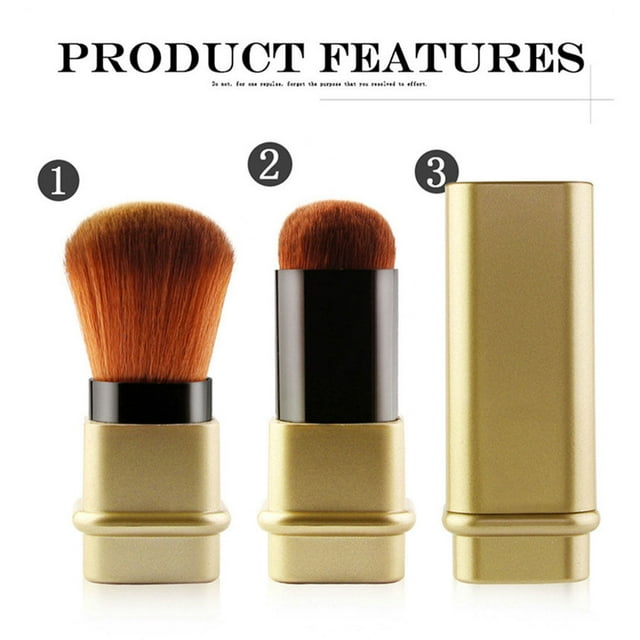 Pinceau de Maquillage Rétractable pour Femmes Poudres Appliquantes pour Filles Fond de Teint Portable Réutilisable Surligneur Fournitures de Beauté Argent