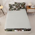 thumbnail image 4 of Homewish Boho Deer Bear Zipper Queen Comforter Set with Fitted Sheet and 2 Pillowcases,Retro Wild Animals Zipper Bedding Set,Green Brown,Light Gray Reversible,4pcs, 4 of 8