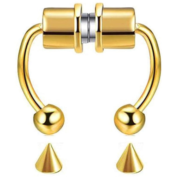 Anillo de nariz falso Aro Anillo de nariz de tabique magnético Herradura Acero inoxidable Anillos de tabique de nariz falsos falsos Anillos de aro de nariz con clip no perforado Adepaton WMPH-908-5