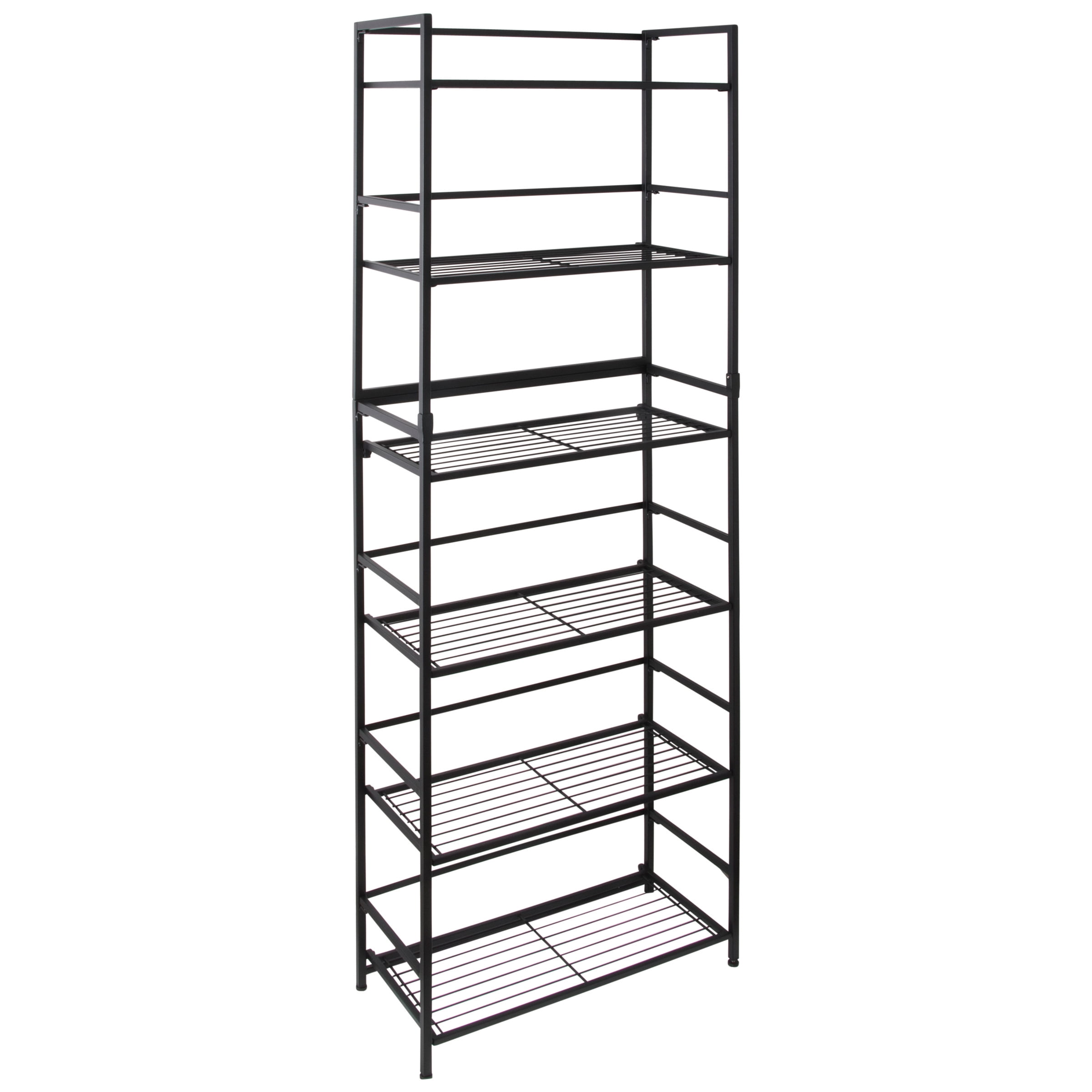 FlipShelf-Folding Metal Shelf-No Assembly-Bookcase-Style (6 shelves ...