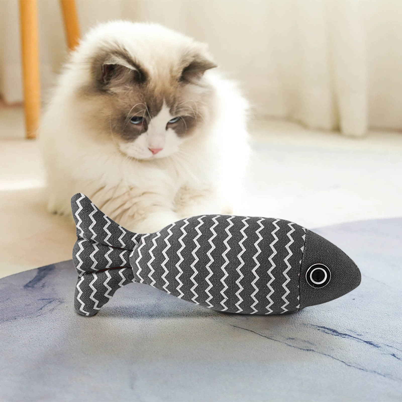 2 Packs Catnip Fish Toys for Cats Soft Linen Chew Toys with Catnip & Silvervine, Interactive Kicking Biting Play, Realistic Hunting Doll for Indoor Kittens, Durable Pet Grinding Teeth Supplies