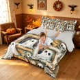 thumbnail image 4 of Homewish Halloween Funny Ghost Twin Bedding, Skull Bat Pumpkin Bedding Comforter Set, Sepia Tan, Gray Reversible 7-Piece, 4 of 7