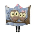 thumbnail image 1 of HATIART Hooded Blanket Two Cute Owls Wearable Blanket 40x50 Inch Hooded Throw Wrap Robe Clock, 1 of 3