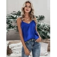 thumbnail image 5 of Ekouaer Women's Spaghetti Straps Tank Tops V Neck Satin Camisole Sleeveless Cami Soft Shirt Tops Blouse, 5 of 5