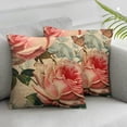thumbnail image 3 of BANET Decorative Romantic Flower Pillow Cover Peach Pink Floral Cushion Cover Square Pillowcase for Sofa Bedroom Car Set of 2 (Pink ) 24x24in, 3 of 7