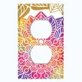 thumbnail image 2 of Metal Light Switch Plate Cover Rainbow Mandala Flower Tile Pattern White MDL104, 2 of 13