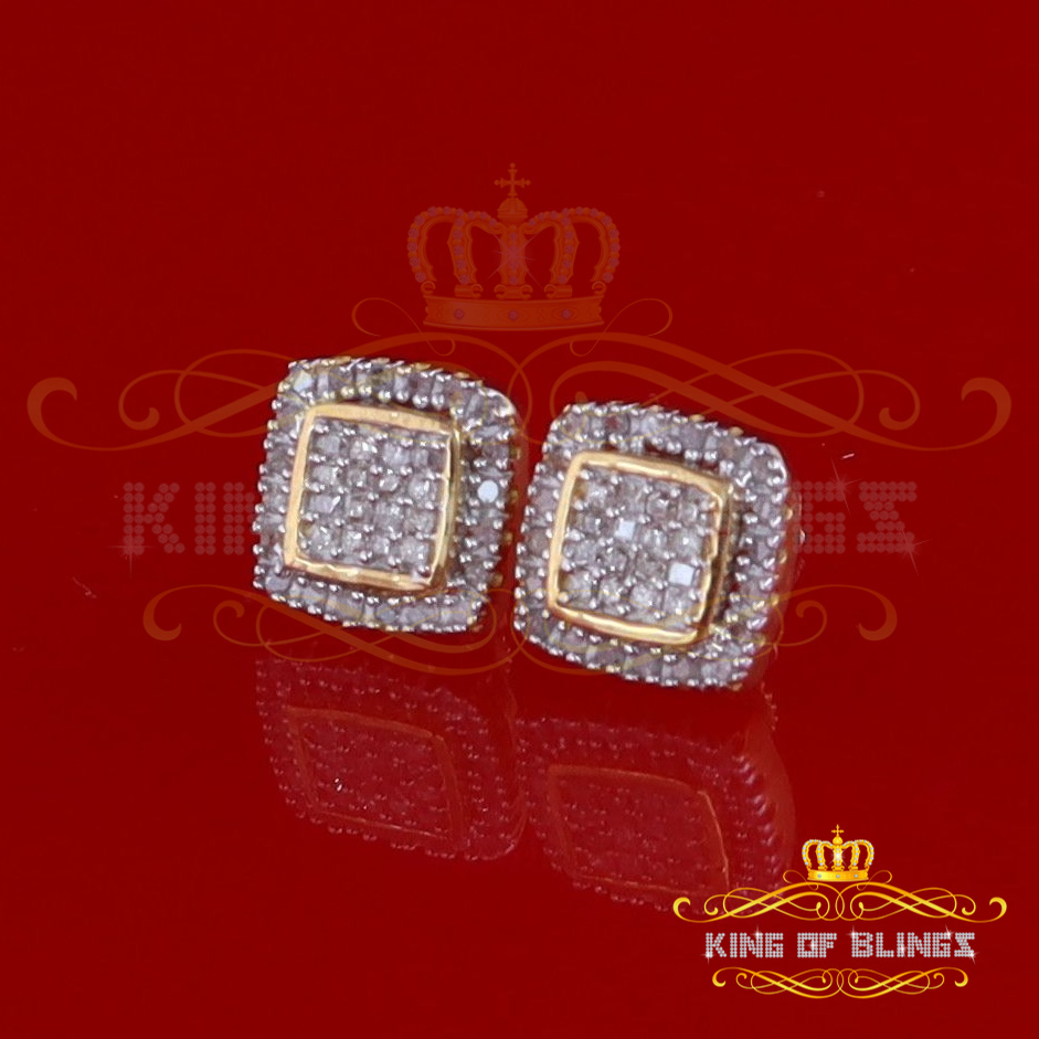 King of Bling's 0.75ct Diamond 925 Sterling Silver Hip Hop Yellow Stud Earring For Men / Women