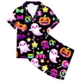thumbnail image 4 of Halloween Pajamas Kids Size 12-24 Months Homewear Full Print Top with Elastic Shorts Soft Loungewear Pjs for Girls Black, 4 of 4