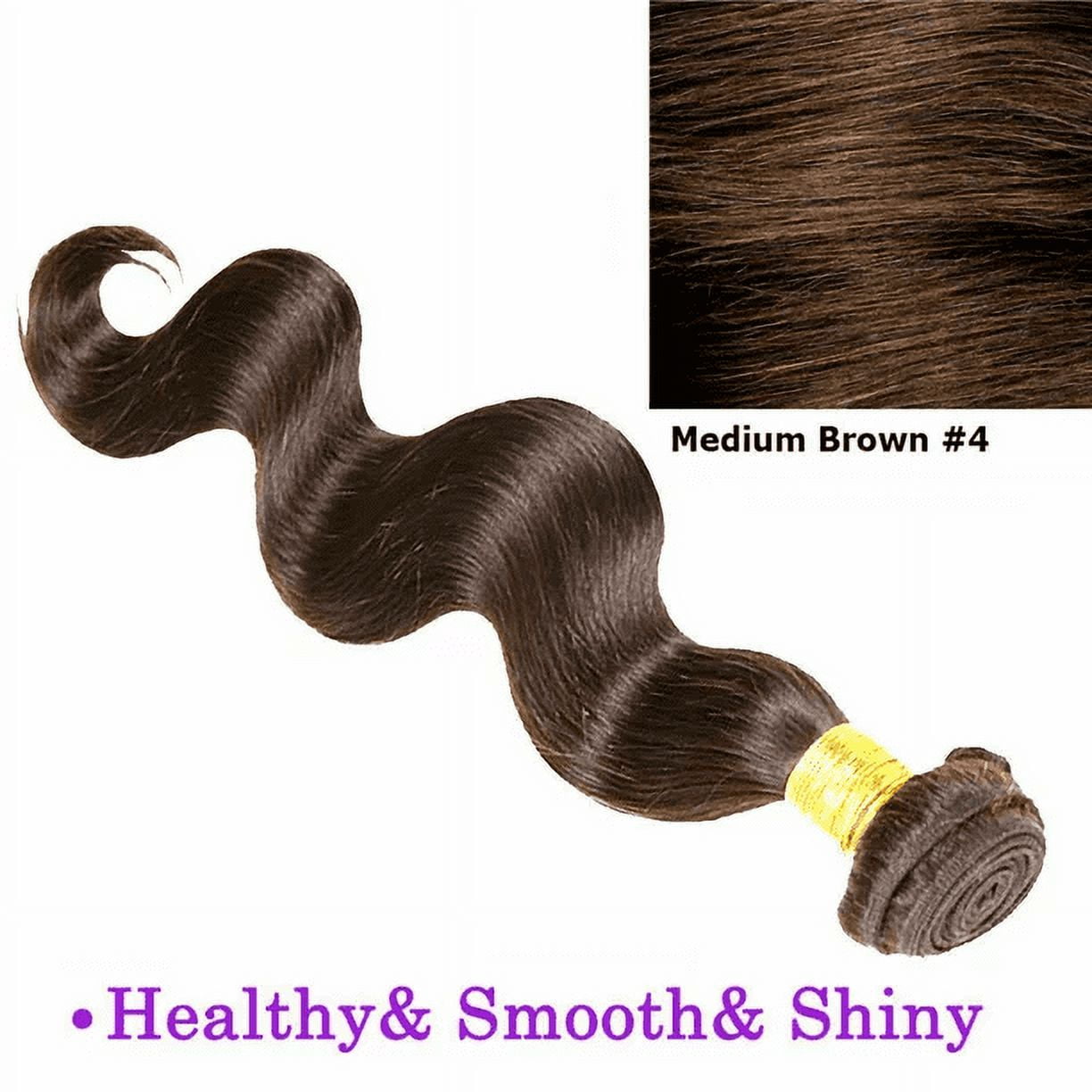 Ustar Hair Medium Brown Bundles Human Hair Brazilian Bundles Body Wave Medium Brown Color #4 Unprocessed Virgin Brown Human Hair Weave Bundles Extensions 14"